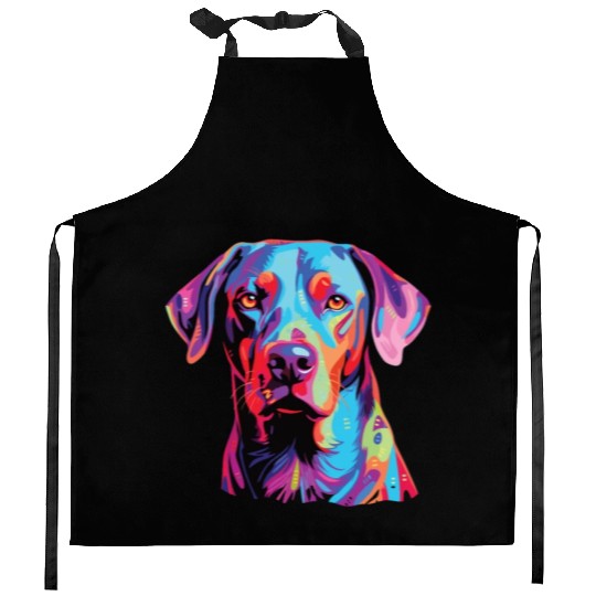 Watercolor Colorful Blue Lacy Kitchen Aprons
