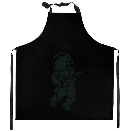 an astronauts playing guitar Kitchen Aprons