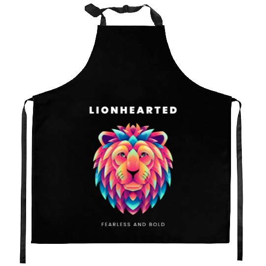 Black Purple Illustrative Lion Kitchen Aprons