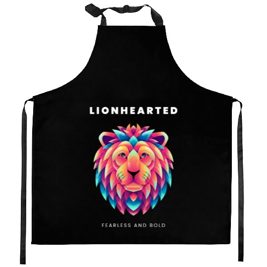 Black Purple Illustrative Lion Kitchen Aprons