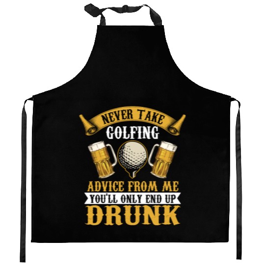 Funny golf beer golfing Kitchen Aprons