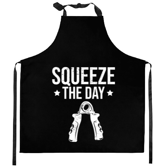 Squeeze The Day Workout Gym Quote Kitchen Aprons