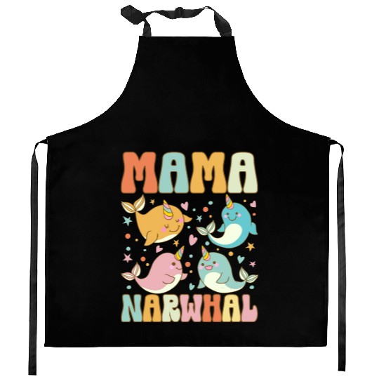 Groovy Narwhal Mom Narwhal Lover Kitchen Aprons