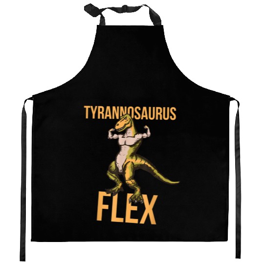 Tyrannosaurus Flex Weightlifting Powerlifting Kitchen Aprons