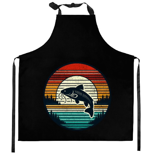 Flathead Catfish Fishing Kitchen Aprons