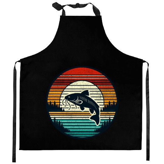 Flathead Catfish Fishing Kitchen Aprons