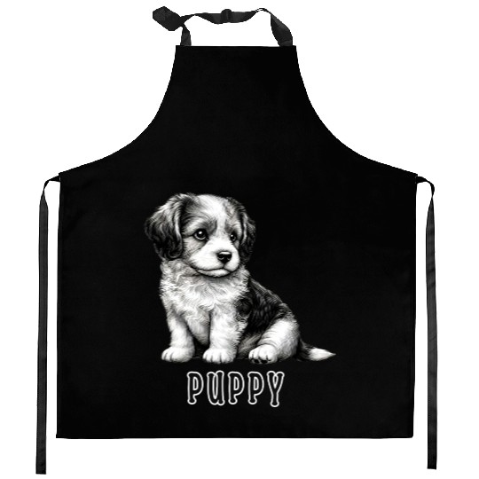 Fluffy Terrier Puppy Kitchen Aprons