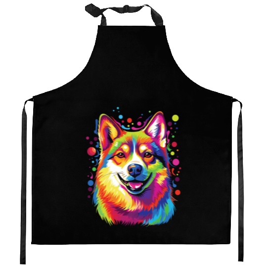 Watercolor Colorful Shiba Inu Kitchen Aprons