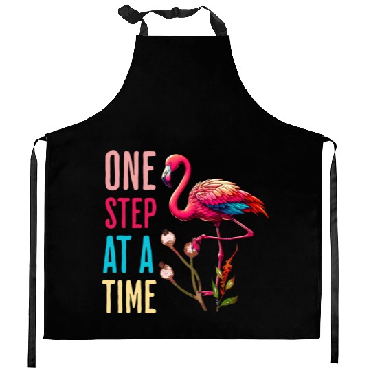 One Step At A Time Flamingo Design Kitchen Aprons