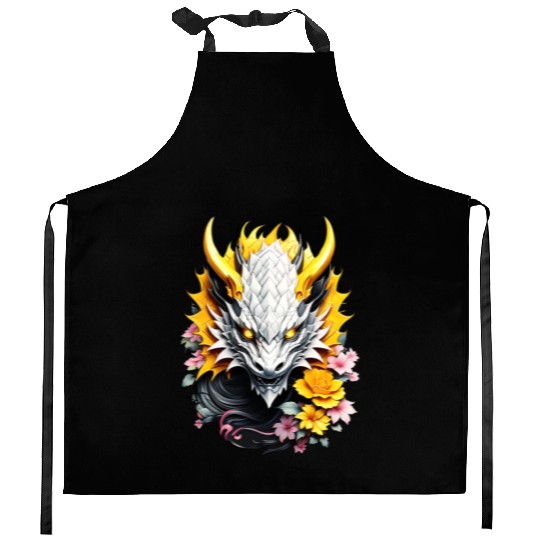 yellow dragon Kitchen Aprons