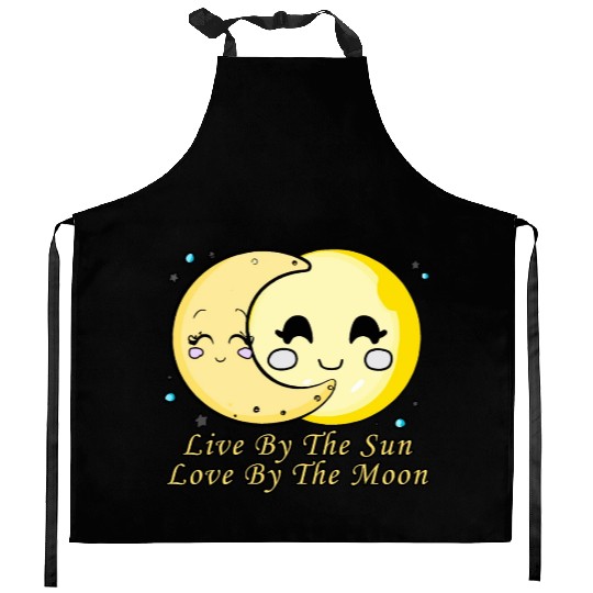 Live By The Sun Love By The Moon, Cartoon Sun Moon Kitchen Aprons