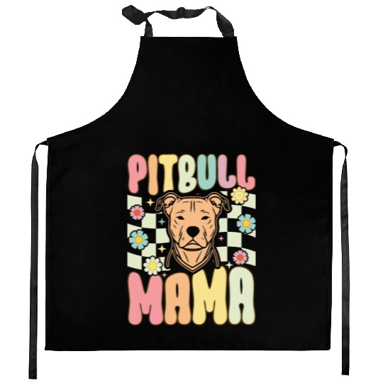 Groovy Pitbull Mom Female Dog Lover Kitchen Aprons