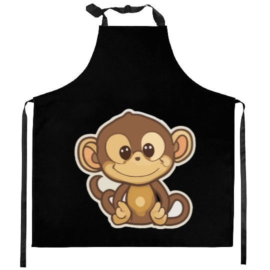 Monkey cartoon animal Kitchen Aprons