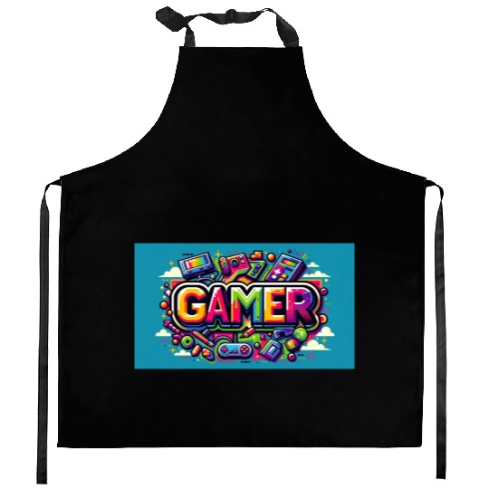 Neon Arcade Retro Gamer Kitchen Aprons