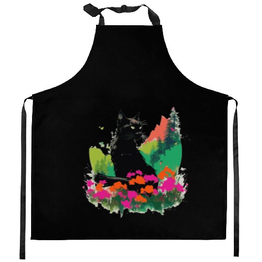 Cat Spring And Nature Kitchen Aprons