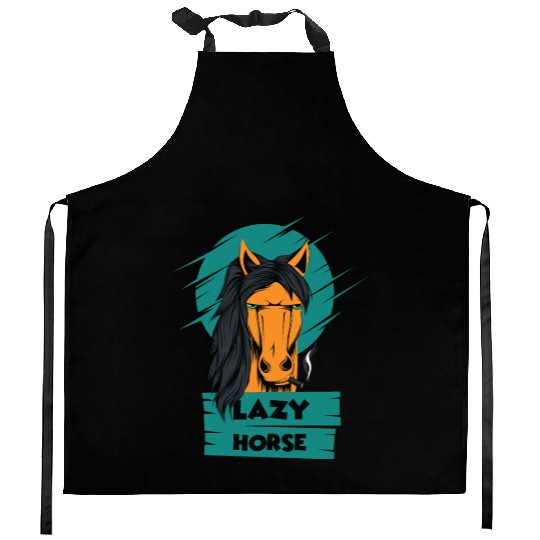 Horse Smoking Cigar - Funny Equestrian Kitchen Aprons