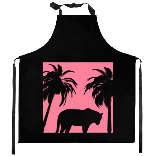 pink jungle Kitchen Aprons