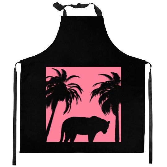 pink jungle Kitchen Aprons