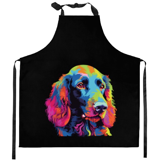 Watercolor Colorful Irish Water Water Spaniel Kitchen Aprons
