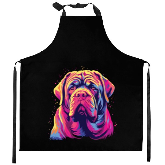 Watercolor Colorful Neapolitan Mastiff Kitchen Aprons