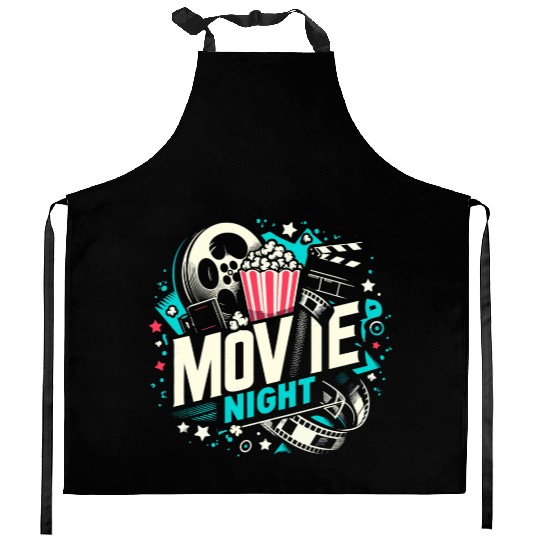 Movie Night Popcorn Film Theatre Cinema Ticket Kitchen Aprons