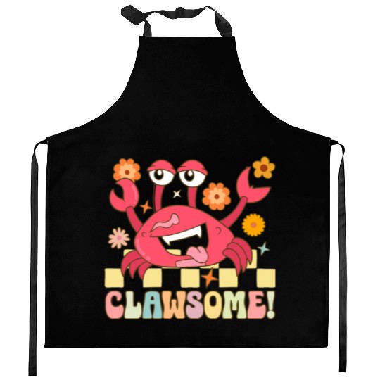 Groovy Crab Lover Seafood Lover Kitchen Aprons