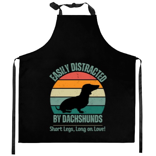 Wieners Lover Gift Easily Distracted By Dachshunds Kitchen Aprons