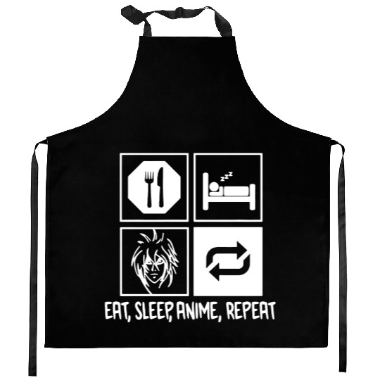 Eat Sleep Anime Repeat Kitchen Aprons