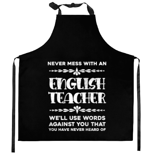 Never Mess With An English Teacher Funny Grammar Kitchen Aprons