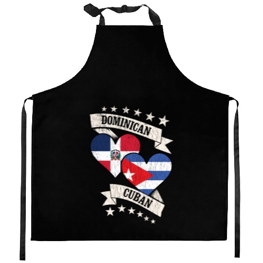Dominican Cuban Heart Flags Dominican Republic Cub Kitchen Aprons