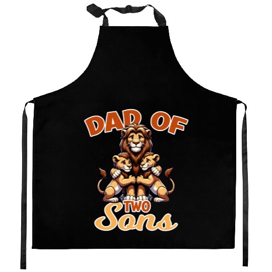 Dad of Two Sons Lion Family for a Dad, Father and Kitchen Aprons