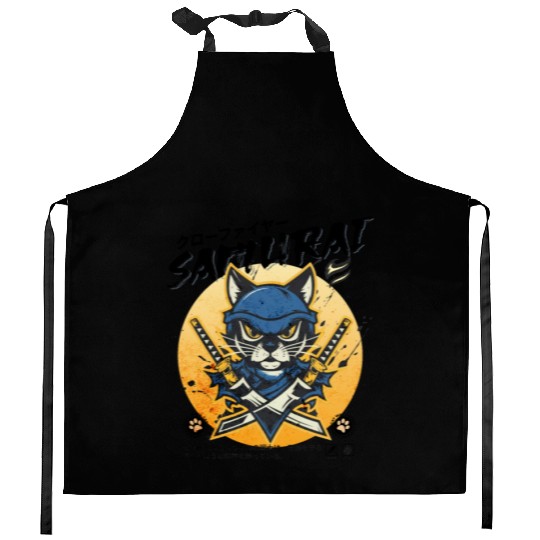 Samurai Cat, Ninja Cat, Cat Assassin, Warrior Cat Kitchen Aprons