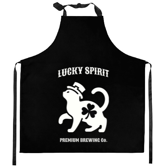 St Patricks Lucky cat Green Kitchen Aprons