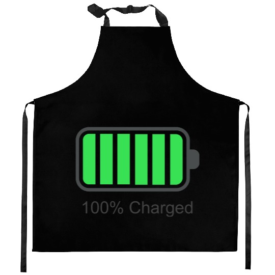 100% charged and 2% Battery low couple Kitchen Aprons