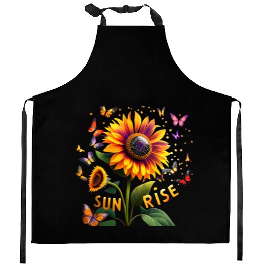Multicoloured Sunflower at Sunrise Kitchen Aprons