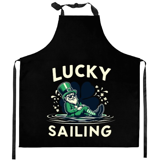 Lucky Sailing Funny St Patrick's Clover Cruises Kitchen Aprons