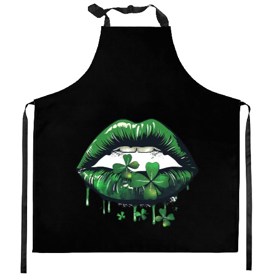 St Patrick Irish Green Lips Kitchen Aprons