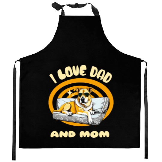 I Love Dad and Mom - Dog Kitchen Aprons