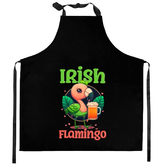 Irish Flamingo St Patricks Irish Flamingo Beer Kitchen Aprons
