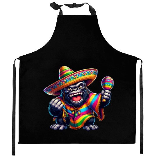 Cinco de Mayo Gorilla: Festive Design Kitchen Aprons
