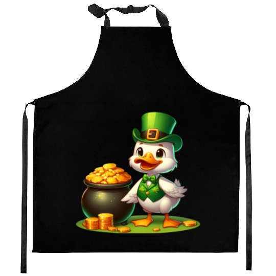 St. Patrick's Day Elephant Green Kitchen Aprons