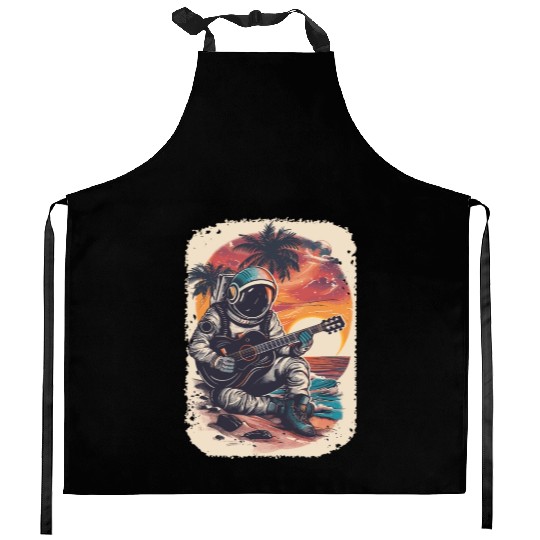 Astronaut Guitar Player Space Music Lover Kitchen Aprons