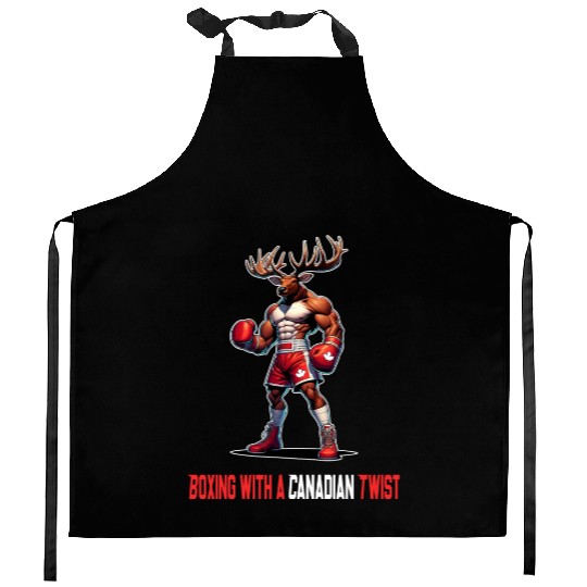 Canada elk box design Kitchen Aprons