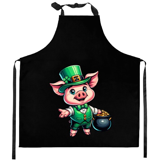 Cute St. Patrick's Piglet Kitchen Aprons