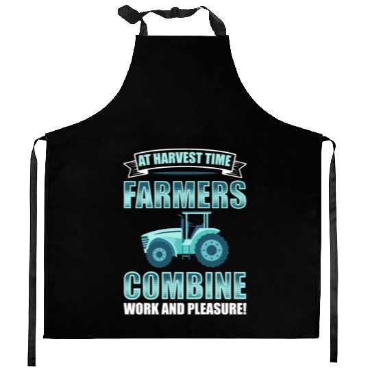 Combine Threshing Farmer Agriculture Combine Kitchen Aprons