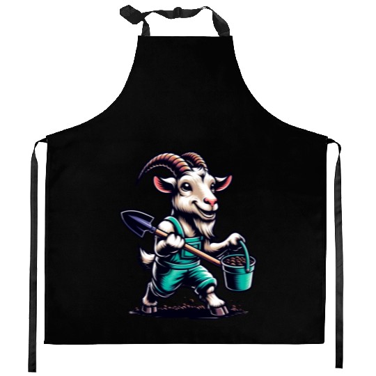 Goat Gardening Funny Design Kitchen Aprons