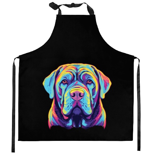 Watercolor Colorful Neapolitan Mastiff Kitchen Aprons