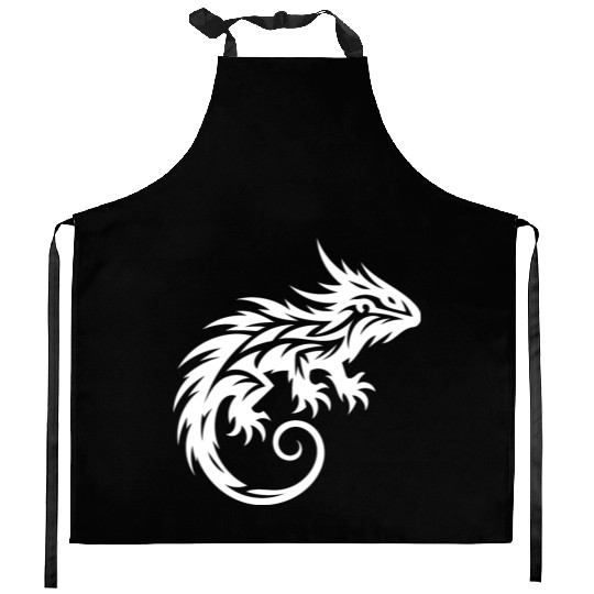 Shaggy Bearded Dragon Tribal Dragon Tattoo Kitchen Aprons