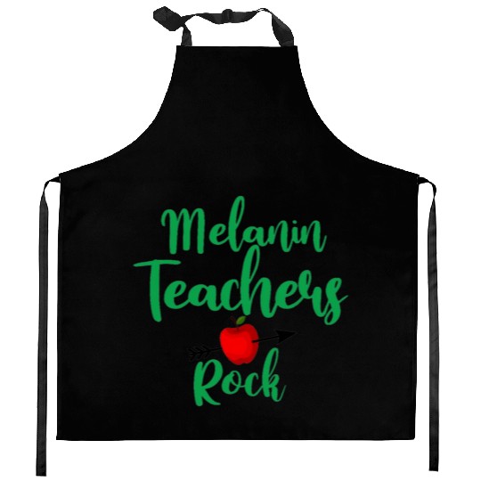 melanin teacher rock for light Kitchen Aprons