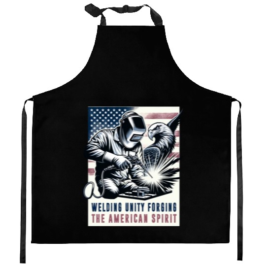 Welding Unity Forging The American Spirit USA Flag Kitchen Aprons
